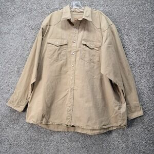 Forge Workwear Mens 2XLT Tan Western Snap Front Cotton Blend Shirt Khaki Tall